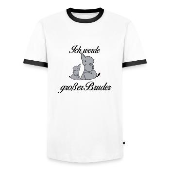 Großer Bruder - Männer Kontrast-T-Shirt - Weiß/Schwarz - Vorne - AI Model Female 172 light (172cm) & AI Model Male 178 dark (178cm)