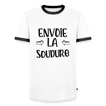 envoie la soudure - T-shirt contrasté Homme - blanc/noir - Devant - AI Model Female 172 light (172cm) & AI Model Male 178 dark (178cm)