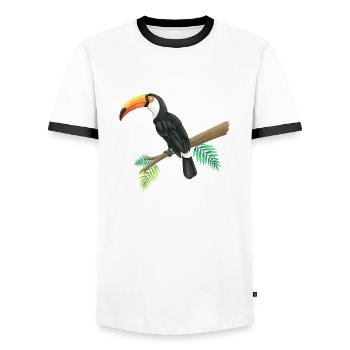 Toucan - Men's Ringer Shirt - white/black - Front - AI Model Female 172 light (172cm) & AI Model Male 178 dark (178cm)