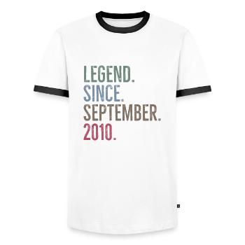 Legend Since September 2010 - Men's Ringer Shirt - white/black - Front - AI Model Female 172 light (172cm) & AI Model Male 178 dark (178cm)