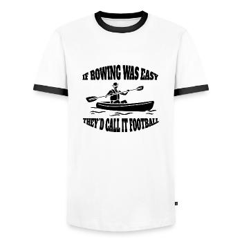 Ruderer Spruch Ruderin lustige Ruderverein Rudern - Männer Kontrast-T-Shirt - Weiß/Schwarz - Vorne - AI Model Female 172 light (172cm) & AI Model Male 178 dark (178cm)