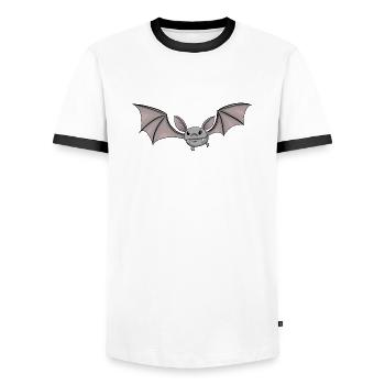Fledermaus - Männer Kontrast-T-Shirt - Weiß/Schwarz - Vorne - AI Model Female 172 light (172cm) & AI Model Male 178 dark (178cm)