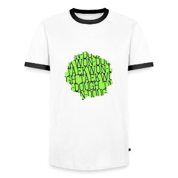 Dinosaure cadeau idée fun cadeau de Noël dino - T-shirt contrasté Homme - blanc/noir - Devant - AI Model Female 172 light (172cm) & AI Model Male 178 dark (178cm)
