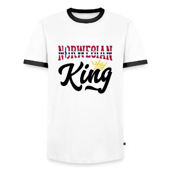 Norwegian King Norway Norwegian Norway Flag - Men's Ringer Shirt - white/black - Front - AI Model Female 172 light (172cm) & AI Model Male 178 dark (178cm)
