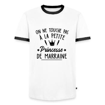 touche pas la petite princesse de marraine - T-shirt contrasté Homme - blanc/noir - Devant - AI Model Female 172 light (172cm) & AI Model Male 178 dark (178cm)