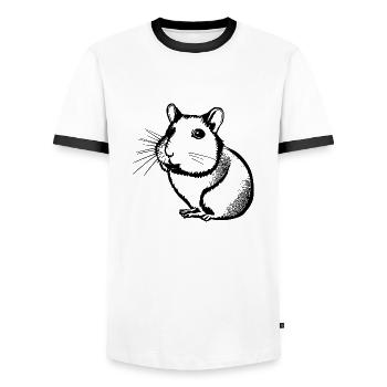 Hamster mignon animal rongeur animaux drôle animal 5 - T-shirt contrasté Homme - blanc/noir - Devant - AI Model Female 172 light (172cm) & AI Model Male 178 dark (178cm)