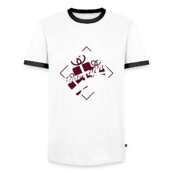 Official gift unwrapper since birth - Männer Kontrast-T-Shirt - Weiß/Schwarz - Vorne - AI Model Female 172 light (172cm) & AI Model Male 178 dark (178cm)
