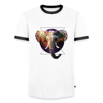 Space elephant - Men's Ringer Shirt - white/black - Front - AI Model Female 172 light (172cm) & AI Model Male 178 dark (178cm)