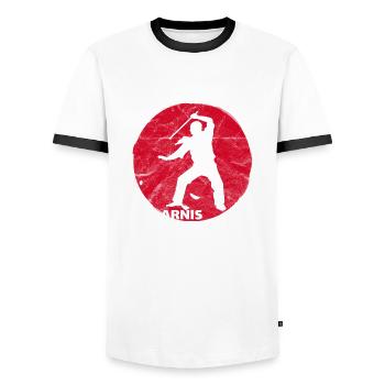 Philippines Kali Eskrima Arnis Fighter I Cadeau - T-shirt contrasté Homme - blanc/noir - Devant - AI Model Female 172 light (172cm) & AI Model Male 178 dark (178cm)