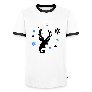 Étoiles de cerf - T-shirt contrasté Homme - blanc/noir - Devant - AI Model Female 172 light (172cm) & AI Model Male 178 dark (178cm)