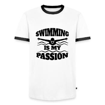 Swimmer Mrs. Schwimmer Schwimmverein Schwimmen - Men's Ringer Shirt - white/black - Front - AI Model Female 172 light (172cm) & AI Model Male 178 dark (178cm)