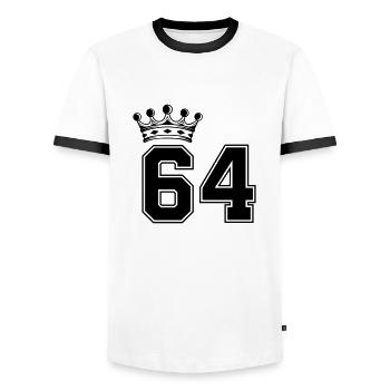 64 crowns - Men's Ringer Shirt - white/black - Front - AI Model Female 172 light (172cm) & AI Model Male 178 dark (178cm)