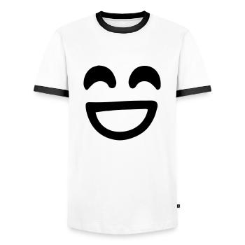 Lächeln Gesicht Vektor - Männer Kontrast-T-Shirt - Weiß/Schwarz - Vorne - AI Model Female 172 light (172cm) & AI Model Male 178 dark (178cm)