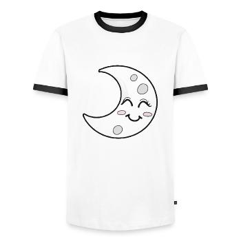 Mond Schlafen Lächeln Glücklich Geschenkidee - Männer Kontrast-T-Shirt - Weiß/Schwarz - Vorne - AI Model Female 172 light (172cm) & AI Model Male 178 dark (178cm)