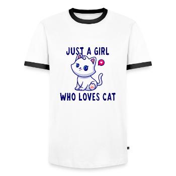 Just a girl who loves mon amour de chat - T-shirt contrasté Homme - blanc/noir - Devant - AI Model Female 172 light (172cm) & AI Model Male 178 dark (178cm)