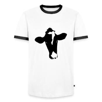 Rind 7 - Männer Kontrast-T-Shirt - Weiß/Schwarz - Vorne - AI Model Female 172 light (172cm) & AI Model Male 178 dark (178cm)