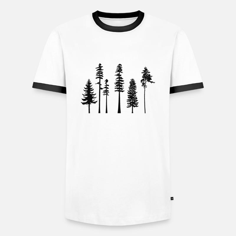 pine tree - Men's Ringer Shirt - white/black
