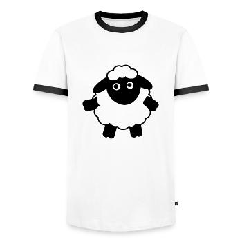 Lustiges Schaf Cartoon Geschenkidee - Männer Kontrast-T-Shirt - Weiß/Schwarz - Vorne - AI Model Female 172 light (172cm) & AI Model Male 178 dark (178cm)