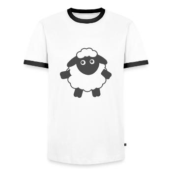 Lustiges Schaf Cartoon Geschenkidee - Männer Kontrast-T-Shirt - Weiß/Schwarz - Vorne - AI Model Female 172 light (172cm) & AI Model Male 178 dark (178cm)