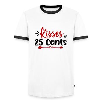 Kisses 25 Cents - Männer Kontrast-T-Shirt - Weiß/Schwarz - Vorne - AI Model Female 172 light (172cm) & AI Model Male 178 dark (178cm)
