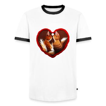 Katzenherz Valentinstag Katzenliebhaber Geschenk - Männer Kontrast-T-Shirt - Weiß/Schwarz - Vorne - AI Model Female 172 light (172cm) & AI Model Male 178 dark (178cm)