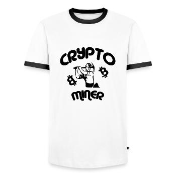 Bitcoin Trading Crypto Stocks - T-shirt contrasté Homme - blanc/noir - Devant - AI Model Female 172 light (172cm) & AI Model Male 178 dark (178cm)