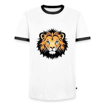 Royal Cartoon Lion Lions Comic 18 - Men's Ringer Shirt - white/black - Front - AI Model Female 172 light (172cm) & AI Model Male 178 dark (178cm)
