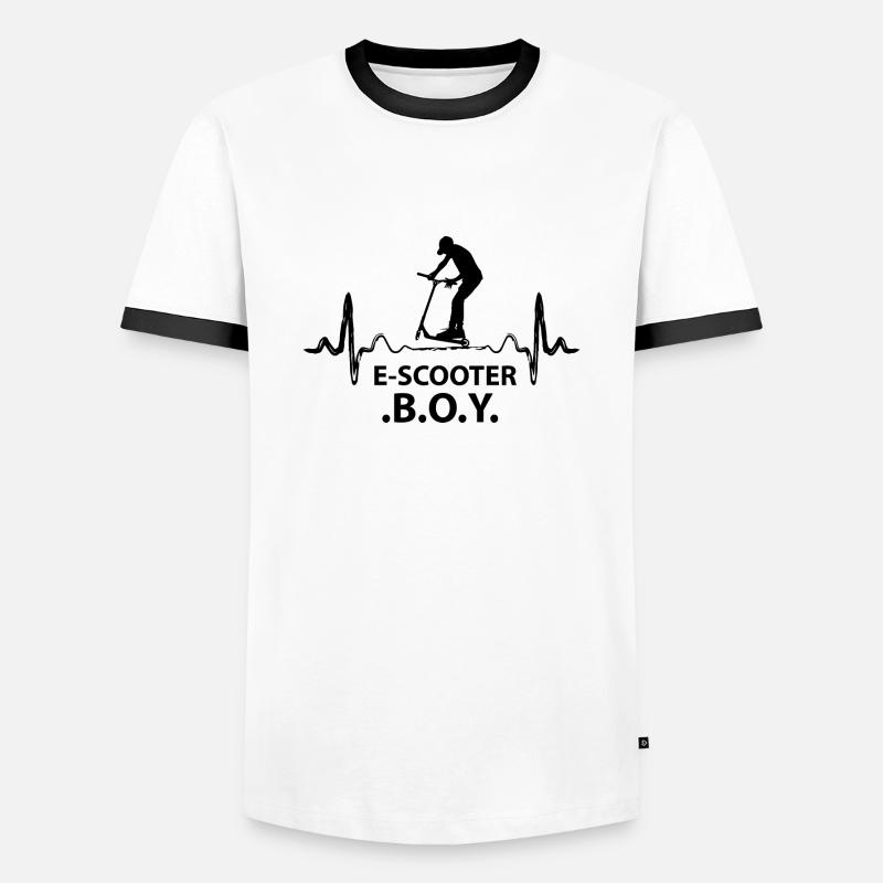 E-Scooter Roller - Männer Kontrast-T-Shirt - Weiß/Schwarz