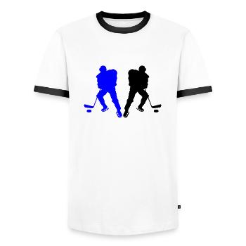 Joueurs de hockey - T-shirt contrasté Homme - blanc/noir - Devant - AI Model Female 172 light (172cm) & AI Model Male 178 dark (178cm)