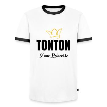 tonton d'une princesse - T-shirt contrasté Homme - blanc/noir - Devant - AI Model Female 172 light (172cm) & AI Model Male 178 dark (178cm)