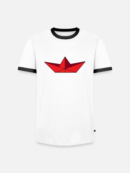 Paper ship red - Men's Ringer Shirt - white/black