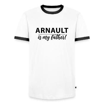 Arnault est mon père ! - T-shirt contrasté Homme - blanc/noir - Devant - AI Model Female 172 light (172cm) & AI Model Male 178 dark (178cm)