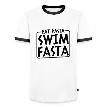 Eat Pasta Swim Fasta 14 - Männer Kontrast-T-Shirt - Weiß/Schwarz - Vorne - AI Model Female 172 light (172cm) & AI Model Male 178 dark (178cm)