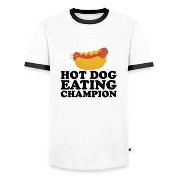 Champion mangeur de hot-dogs 10 - T-shirt contrasté Homme - blanc/noir - Devant - AI Model Female 172 light (172cm) & AI Model Male 178 dark (178cm)