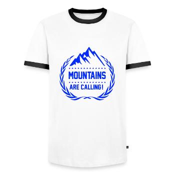 mountains are calling - Männer Kontrast-T-Shirt - Weiß/Schwarz - Vorne - AI Model Female 172 light (172cm) & AI Model Male 178 dark (178cm)