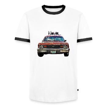 old car car USA nova - Men's Ringer Shirt - white/black - Front - AI Model Female 172 light (172cm) & AI Model Male 178 dark (178cm)