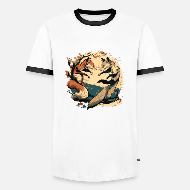 FOX 7 - Männer Kontrast-T-Shirt - Weiß/Schwarz