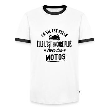 cadeau humour motard - T-shirt contrasté Homme - blanc/noir - Devant - AI Model Female 172 light (172cm) & AI Model Male 178 dark (178cm)