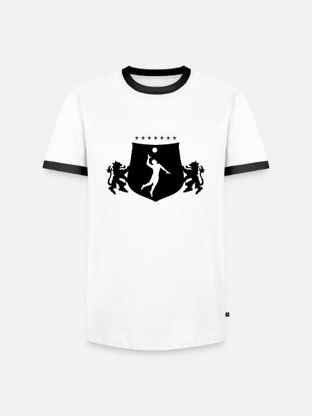 Handball crest - Men's Ringer Shirt - white/black