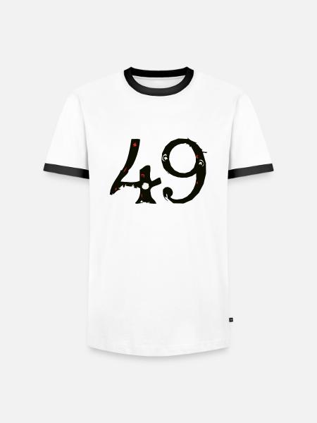 49 Nummer neunundvierzig A - Männer Kontrast-T-Shirt - Weiß/Schwarz