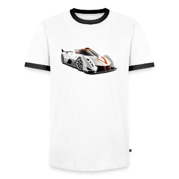 Power racing - Men's Ringer Shirt - white/black - Front - AI Model Female 172 light (172cm) & AI Model Male 178 dark (178cm)