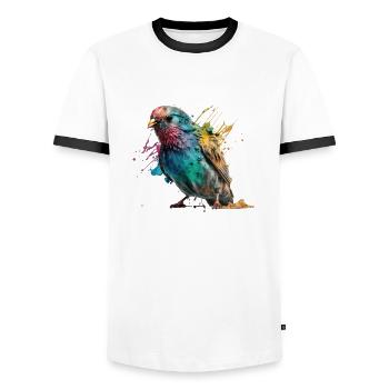 Colorful Little Bird Splash Art Design - for everyone - Men's Ringer Shirt - white/black - Front - AI Model Female 172 light (172cm) & AI Model Male 178 dark (178cm)