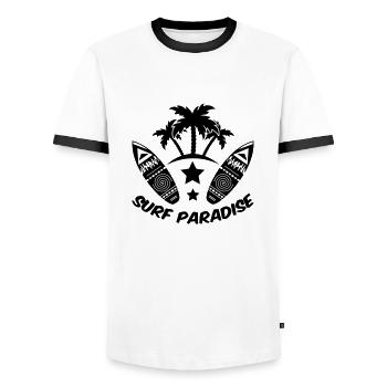 surf paradise - Männer Kontrast-T-Shirt - Weiß/Schwarz - Vorne - AI Model Female 172 light (172cm) & AI Model Male 178 dark (178cm)
