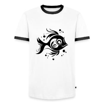 Sweet fish swimming in the sea - illustration - Men's Ringer Shirt - white/black - Front - AI Model Female 172 light (172cm) & AI Model Male 178 dark (178cm)