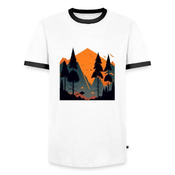 Simple landscape - Men's Ringer Shirt - white/black - Front - AI Model Female 172 light (172cm) & AI Model Male 178 dark (178cm)