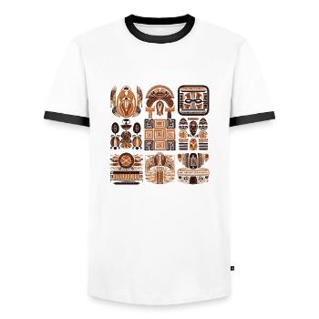 Folklore africain - T-shirt contrasté Homme - blanc/noir - Devant - AI Model Female 172 light (172cm) & AI Model Male 178 dark (178cm)