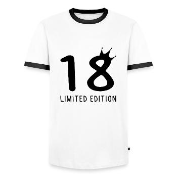 18th Birthday Gift Limited Edition - Men's Ringer Shirt - white/black - Front - AI Model Female 172 light (172cm) & AI Model Male 178 dark (178cm)