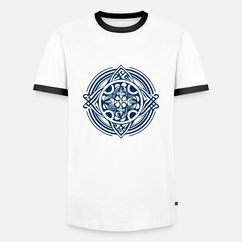 Bretonische Folklore - Männer Kontrast-T-Shirt - Weiß/Schwarz