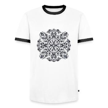 Portugiesisches Mandala - Männer Kontrast-T-Shirt - Weiß/Schwarz - Vorne - AI Model Female 172 light (172cm) & AI Model Male 178 dark (178cm)