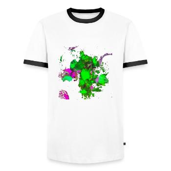 « GreenArt2 » Peinture Acrylique No.12 par Marco Eckenbrecht - T-shirt contrasté Homme - blanc/noir - Devant - AI Model Female 172 light (172cm) & AI Model Male 178 dark (178cm)